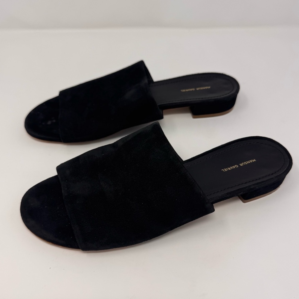 Mansur Gavriel Size 38.5 EU 8 US Black Leather Suede Sandal Slides Flats